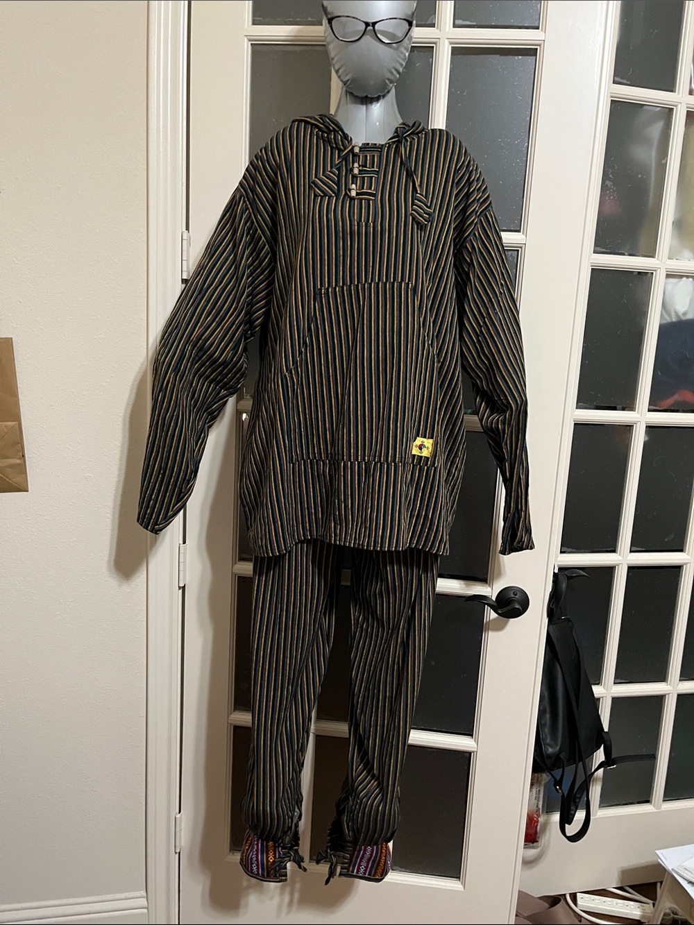 Katmandu Cotton Baja Hoodie w/Pocket & Harem Pants with Patterned Cuffs